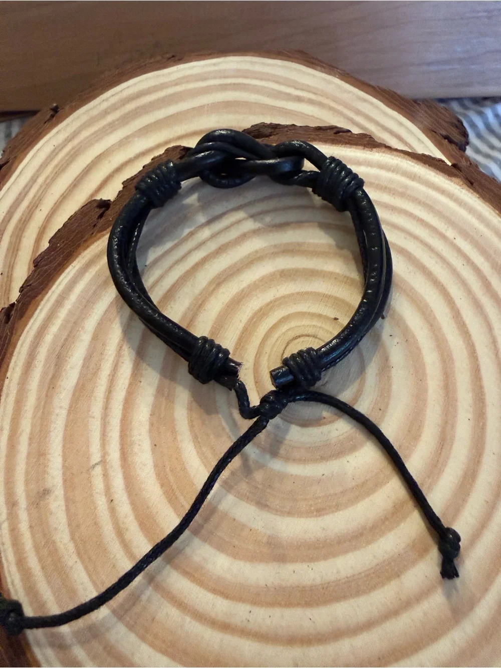 Black Braided Leather Knot Bracelet for Men